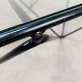 Pyramidal steel wire and glass coffee table
