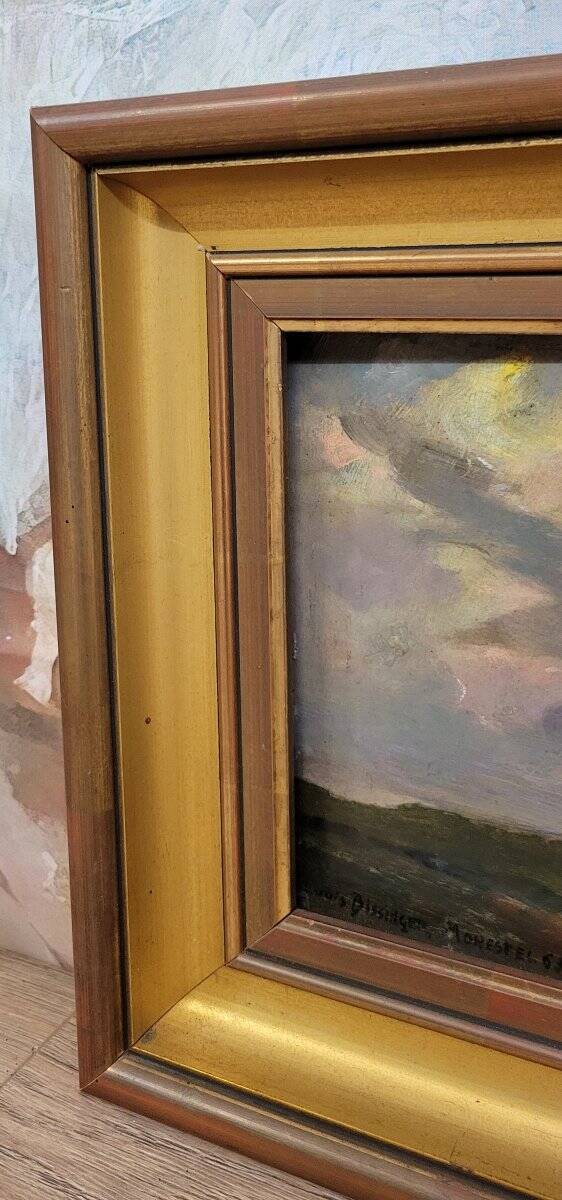 Louis Bissinger: Oil on Panel View of Monestel dated 1963