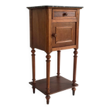 Antique bedside table in wood and marble