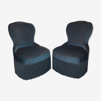 Toad armchairs in blue velour