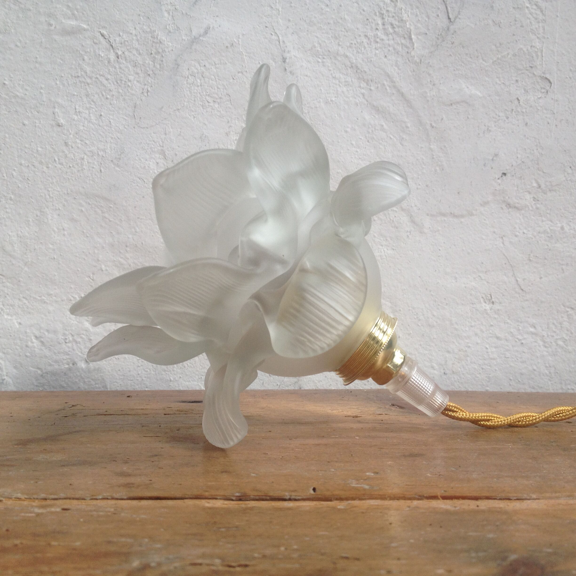 Pink glass hand lamp