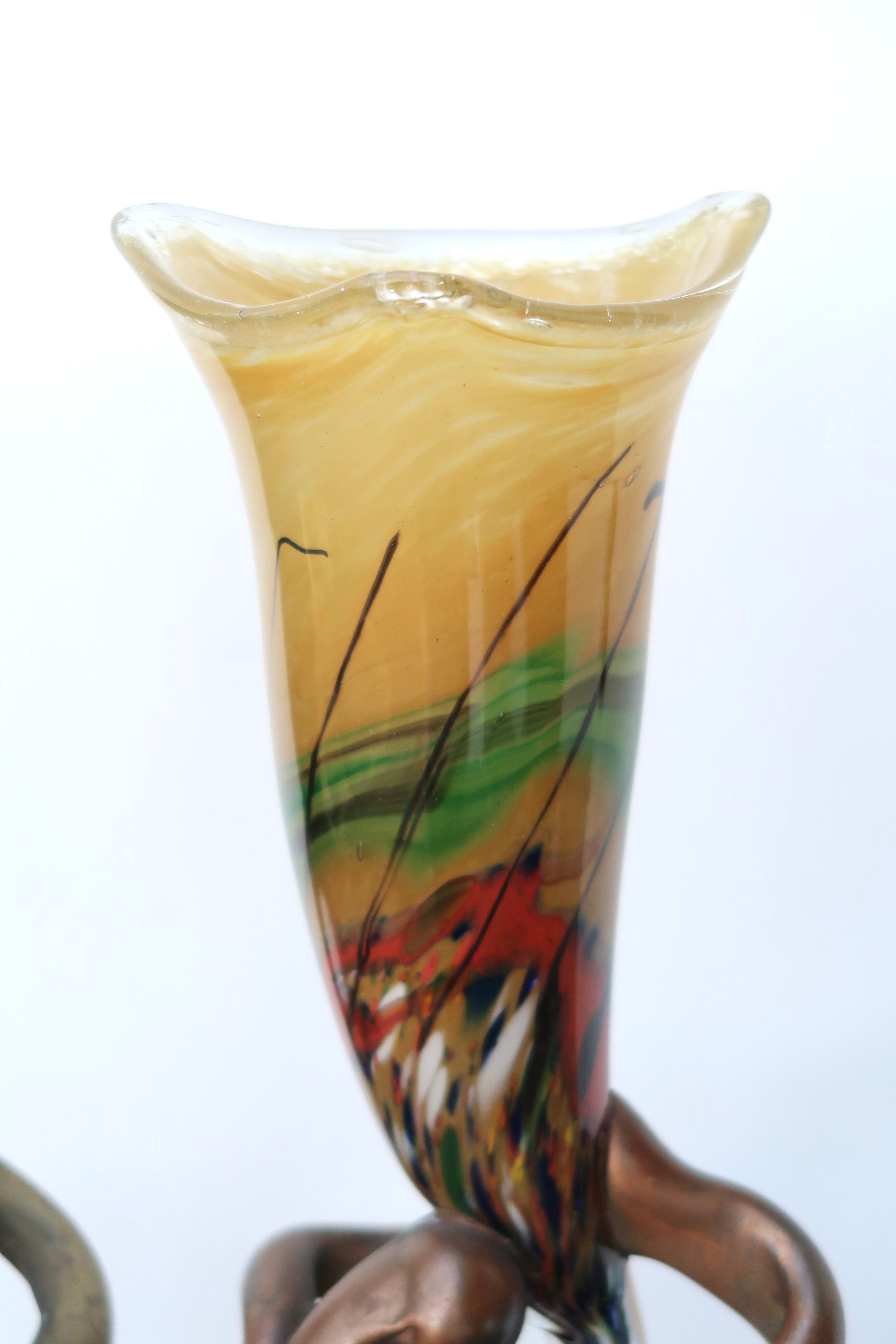 Paire de vases en verre soufflé signés années 90