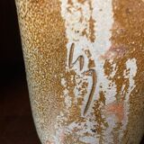 Salt stoneware vase signed jean claude monange blue flower place or hang