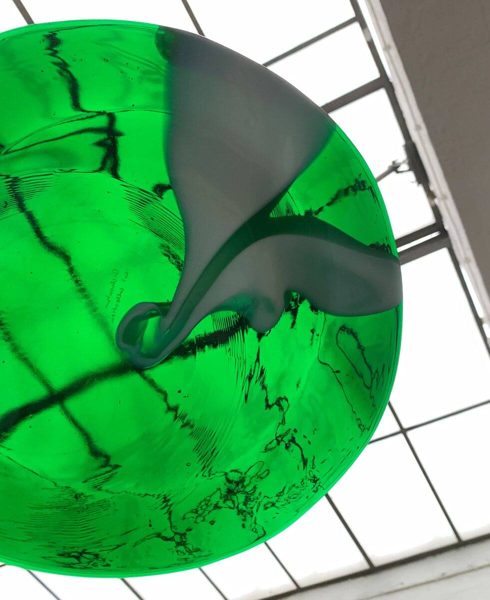 Artistic vintage German glass bowl plate by Hans Jürgen Richartz for Mathildenhütte, Solingen.