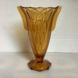 Old vase handles butterfly wings molded glass yellow art deco