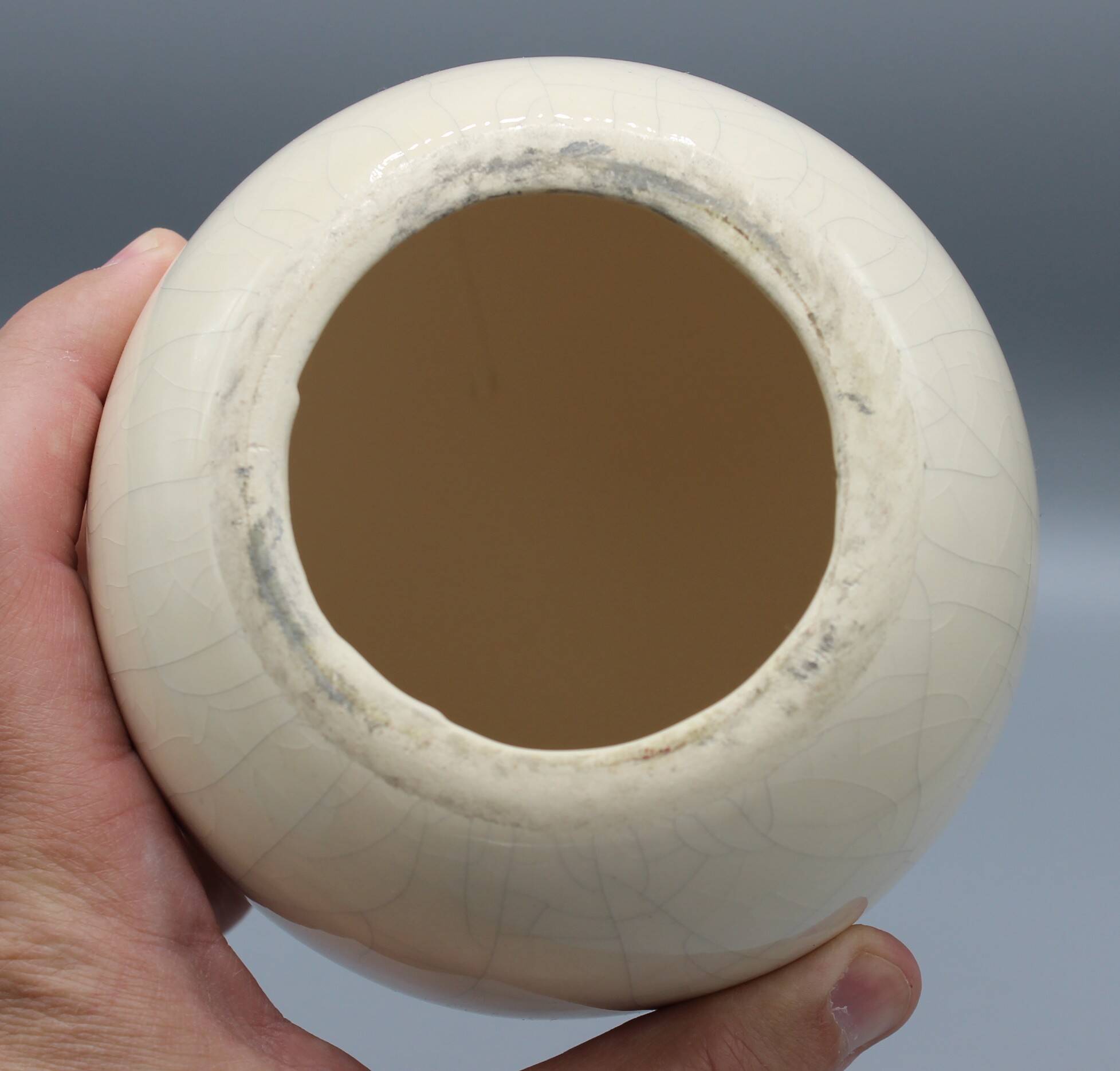 Large ostrich egg in ceramic crackled enamel dlg paul chambost vallauris