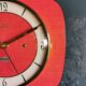 Vintage formica clock rectangular silent wall clock "Odo red"