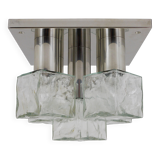 Ceiling light or wall sconce J.T. Kalmar in cubic glass, Austria, 1960s.