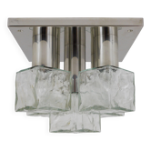 Ceiling light or wall sconce J.T. Kalmar in cubic glass, Austria, 1960s.