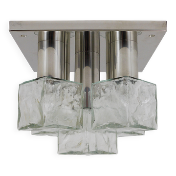 Ceiling light or wall sconce J.T. Kalmar in cubic glass, Austria, 1960s.