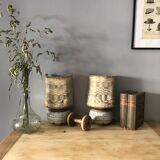 Duo of ceramic wall light wool lampshade