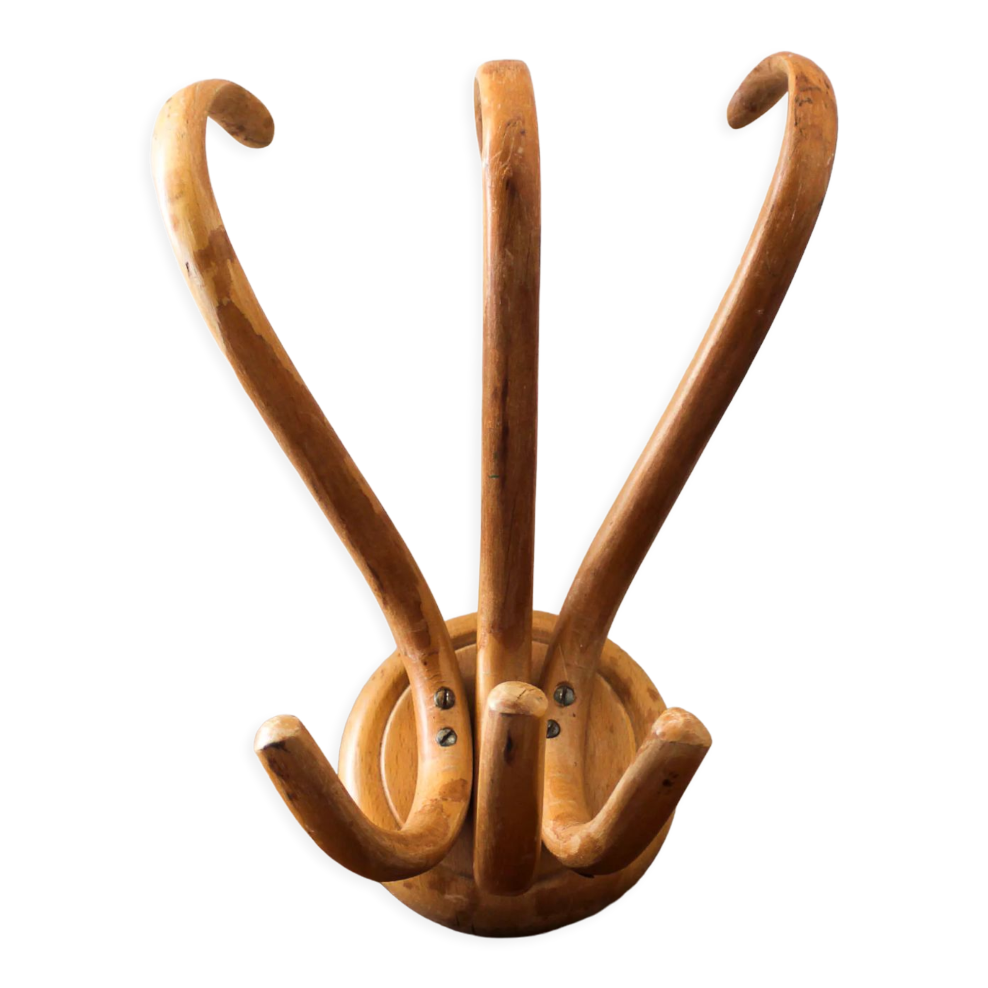 Vintage 3-spoke curved wood hook
