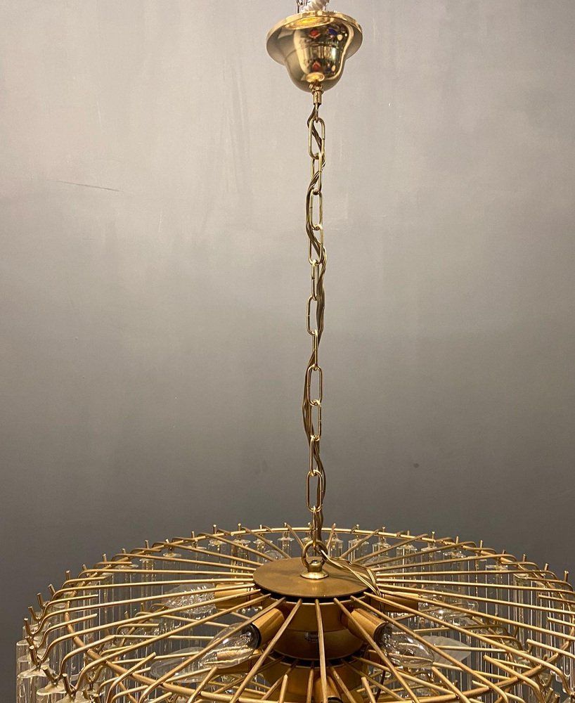 Italian murano glass prism triedri chandelier from venini