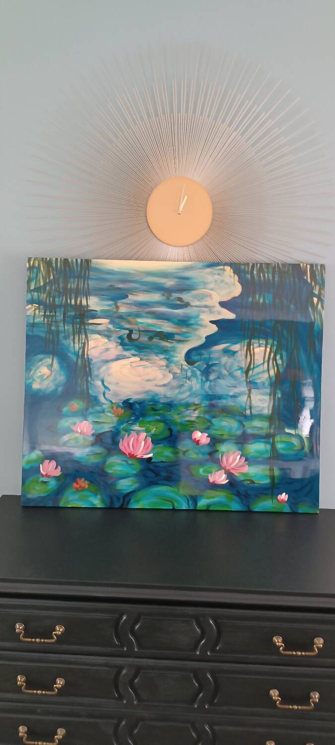 Les Nymphéas de Monet, peinture sur bois