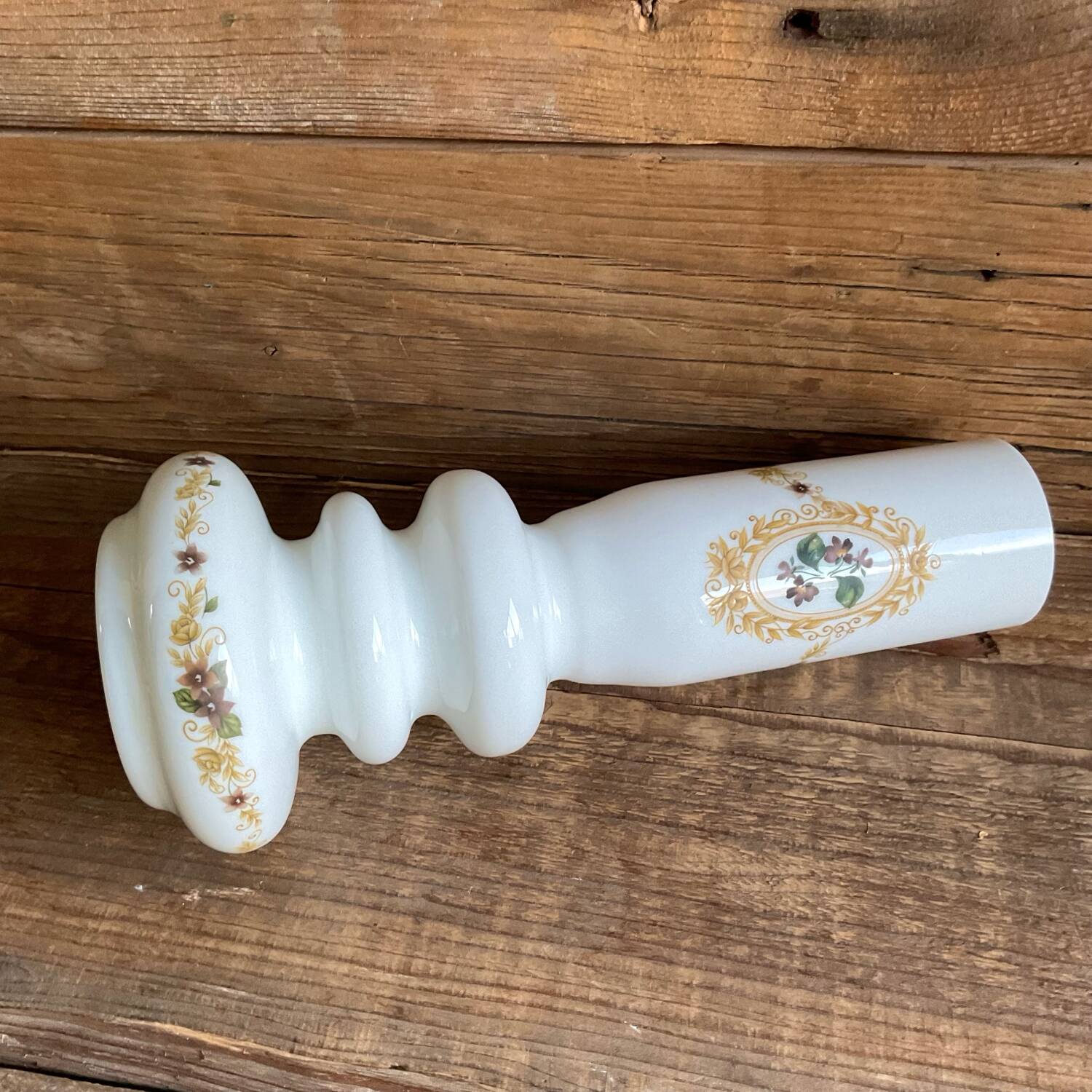 White opaline glass vase