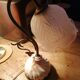 Retro lamp in brass and pink ceramic