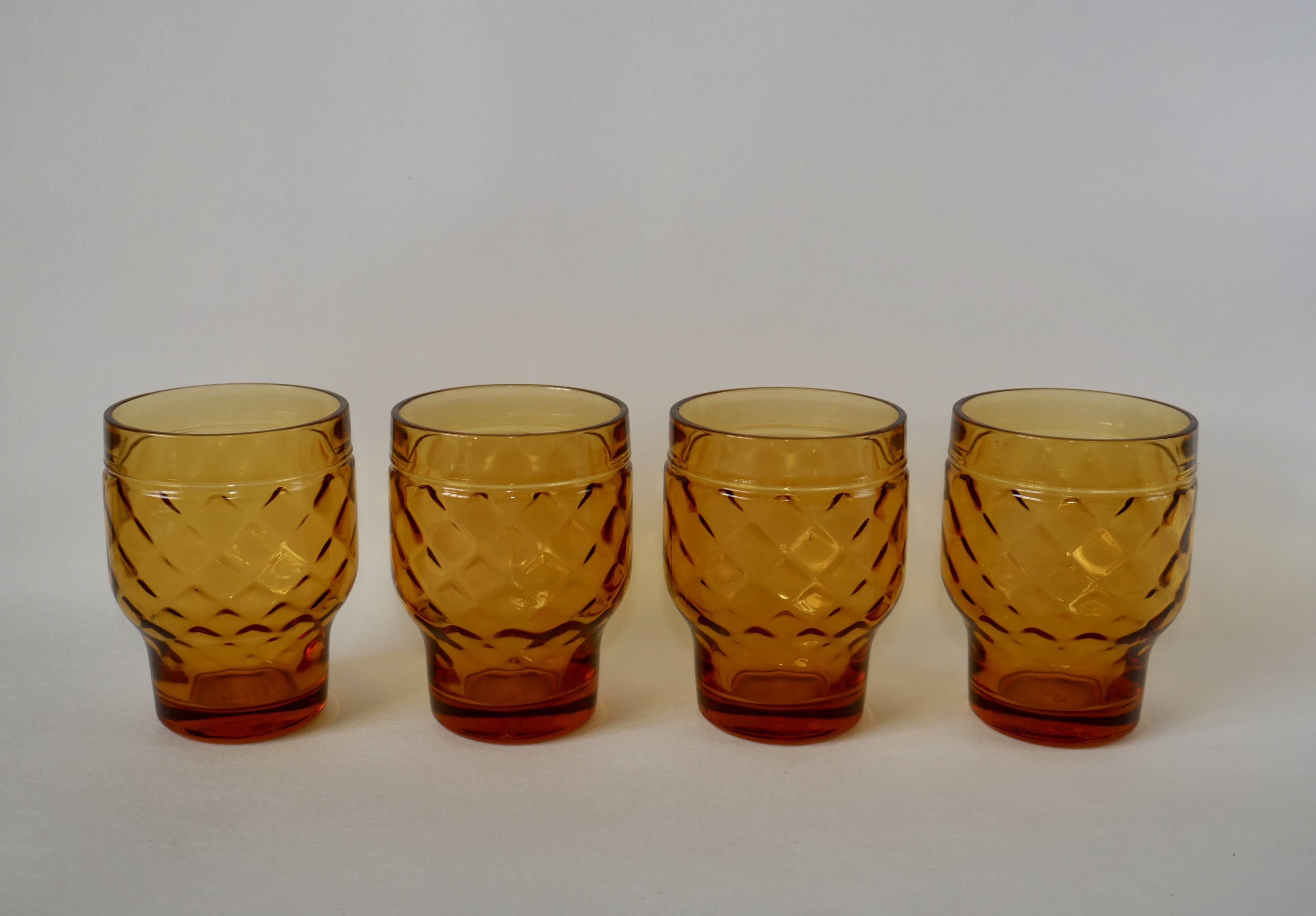 Lot de 4 verres ambrés Pernod années 70