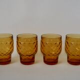 Set of 4 Pernod amber glasses from the 70s