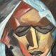 Original Swedish Oil on Canvas – “Cubist Woman Portrait” by Jan Pålsson – Signed – Dated 1980 – Vintage & Framed – 77 × 62 cm