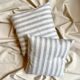 Beige striped cotton cushion ☐ 40 cm