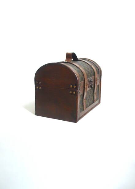 Monogrammed wooden chest