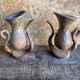 Pair of Beige Ceramic Soliflore Vases Vintage France #D889