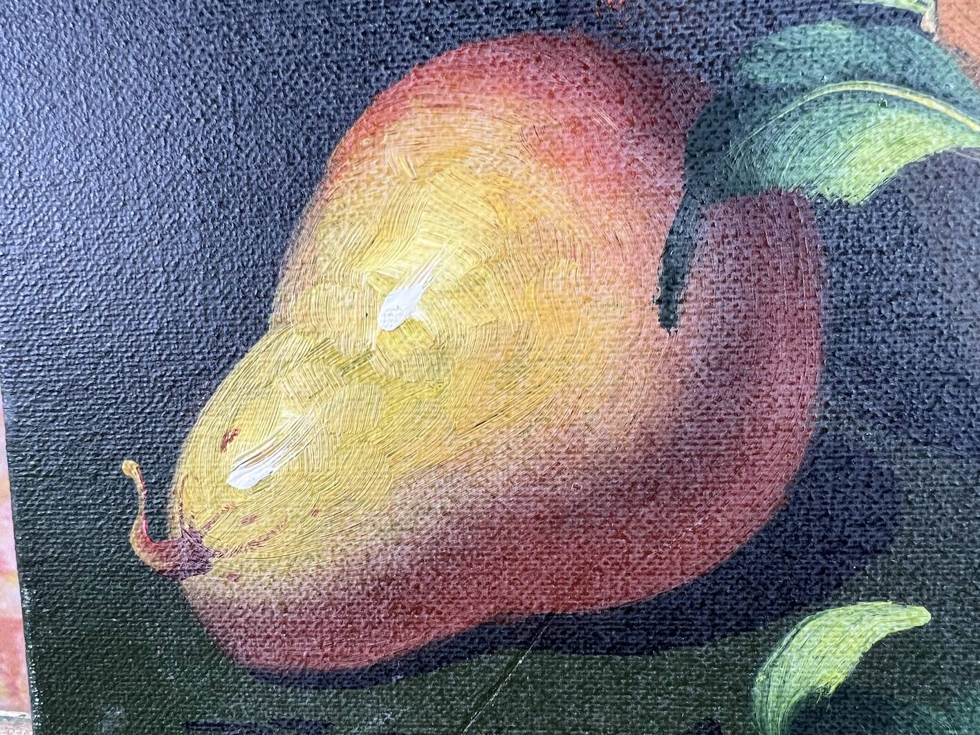 Table painting fruit basket with pears