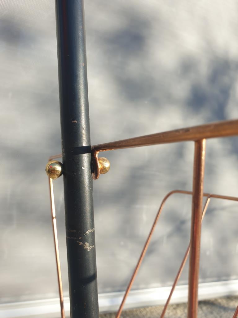 1950 floor lamp with ball head and magazine holders brass ball fasteners
