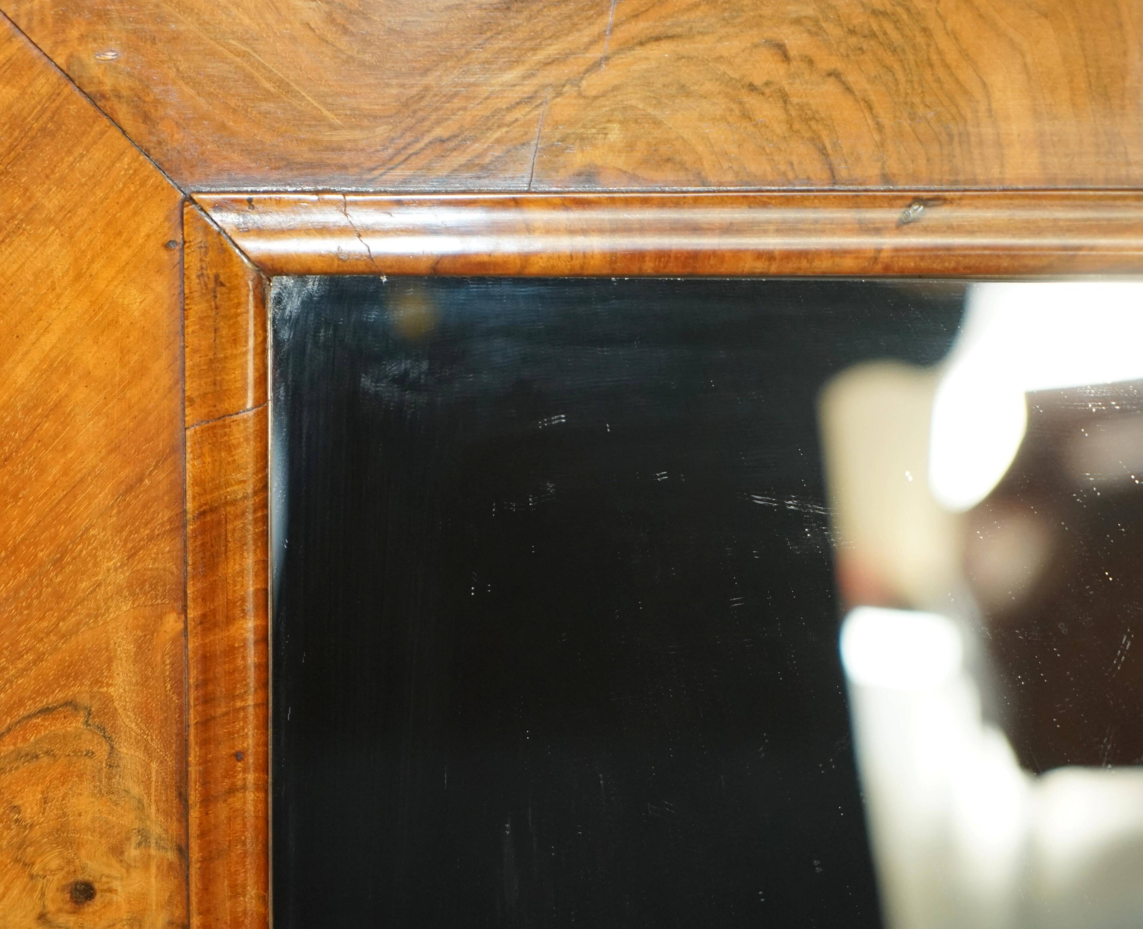 Pair of restored antique consoles from around 1815 in walnut, Regency style with mirror.