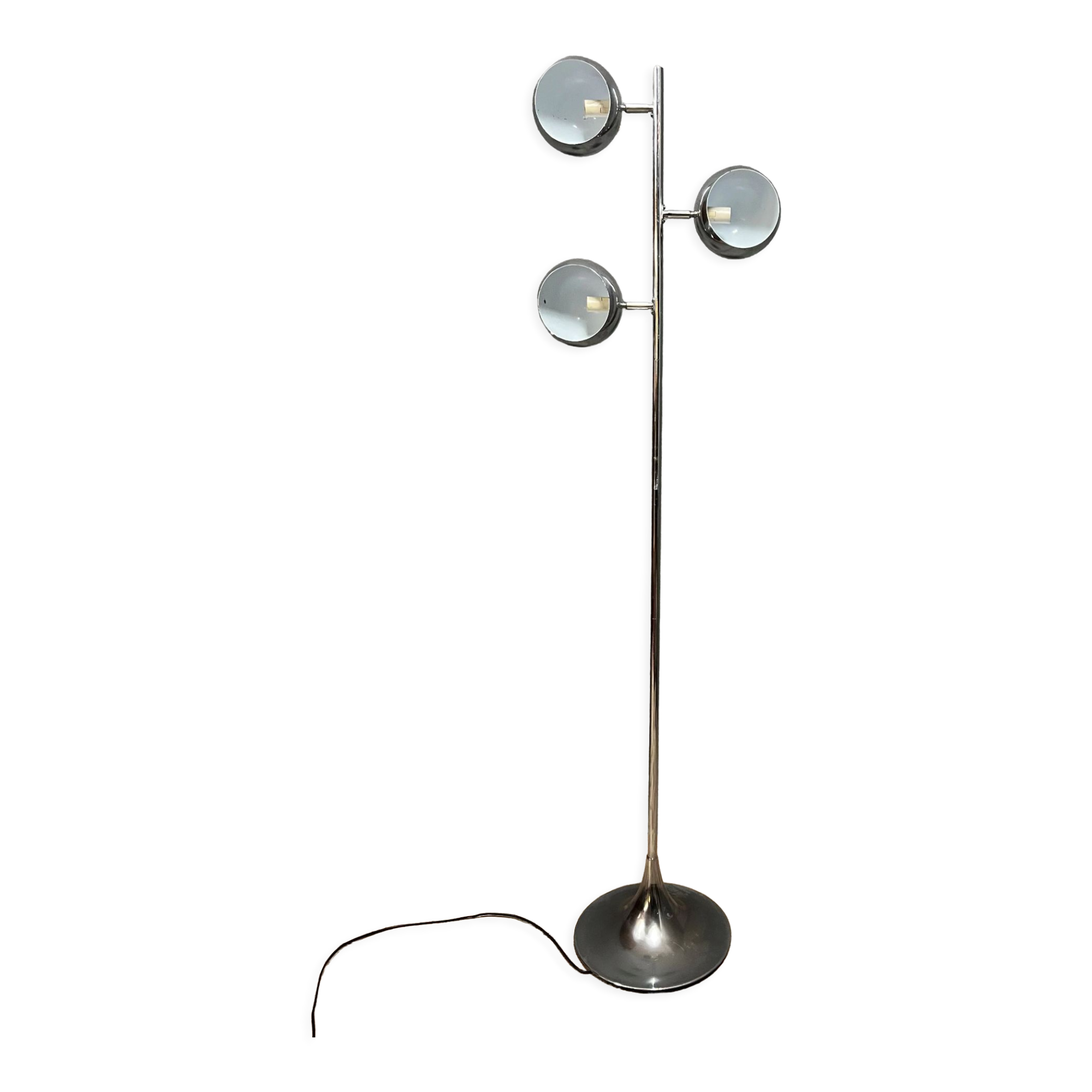 Vintage chromed metal floor lamp with 3 globes "Eye Ball"