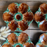 4 vintage slurry oyster plates