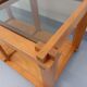 Vintage rectangular coffee table in pine and smoked glass from the 70s and 80s.