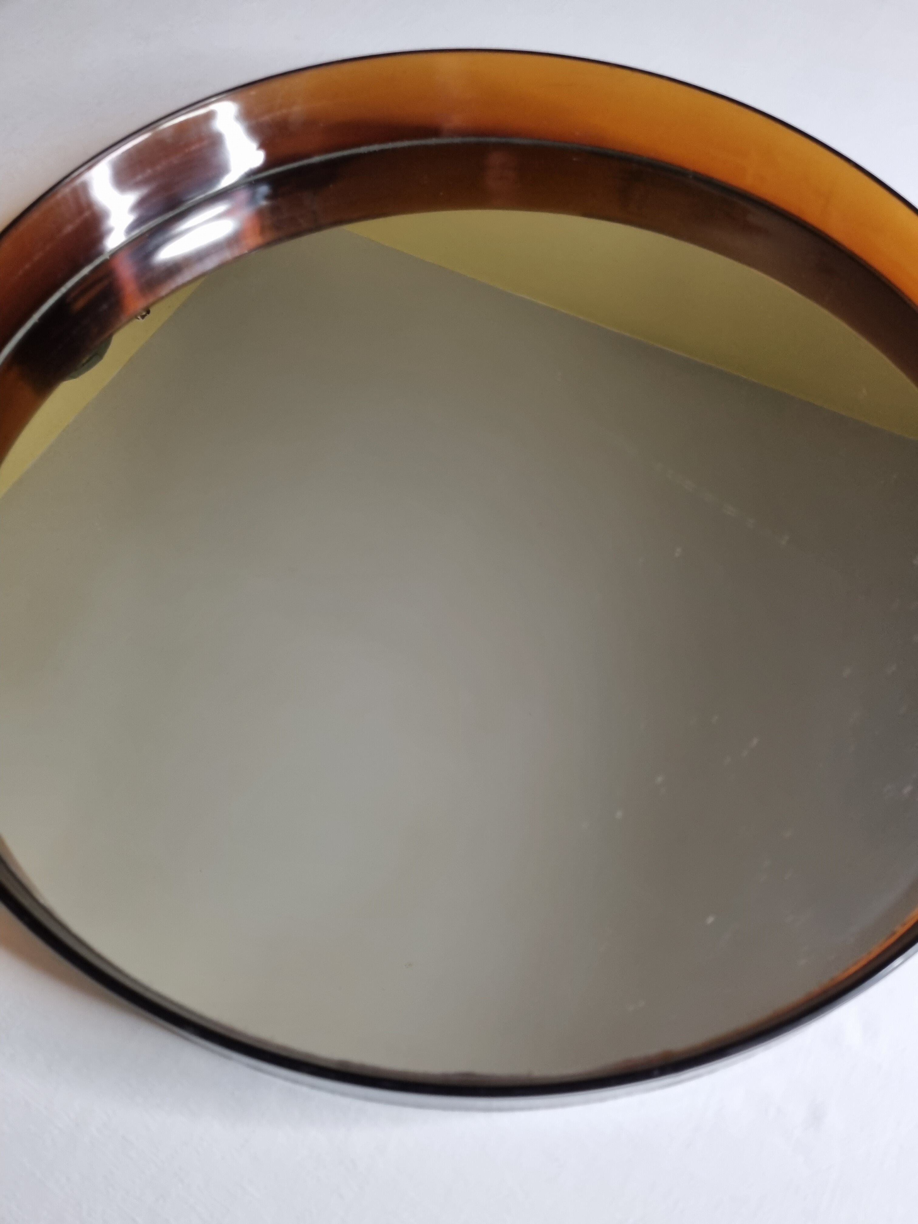 Miroir mural rond en plexiglas fumé "Syla" vintage années 70 48 cm