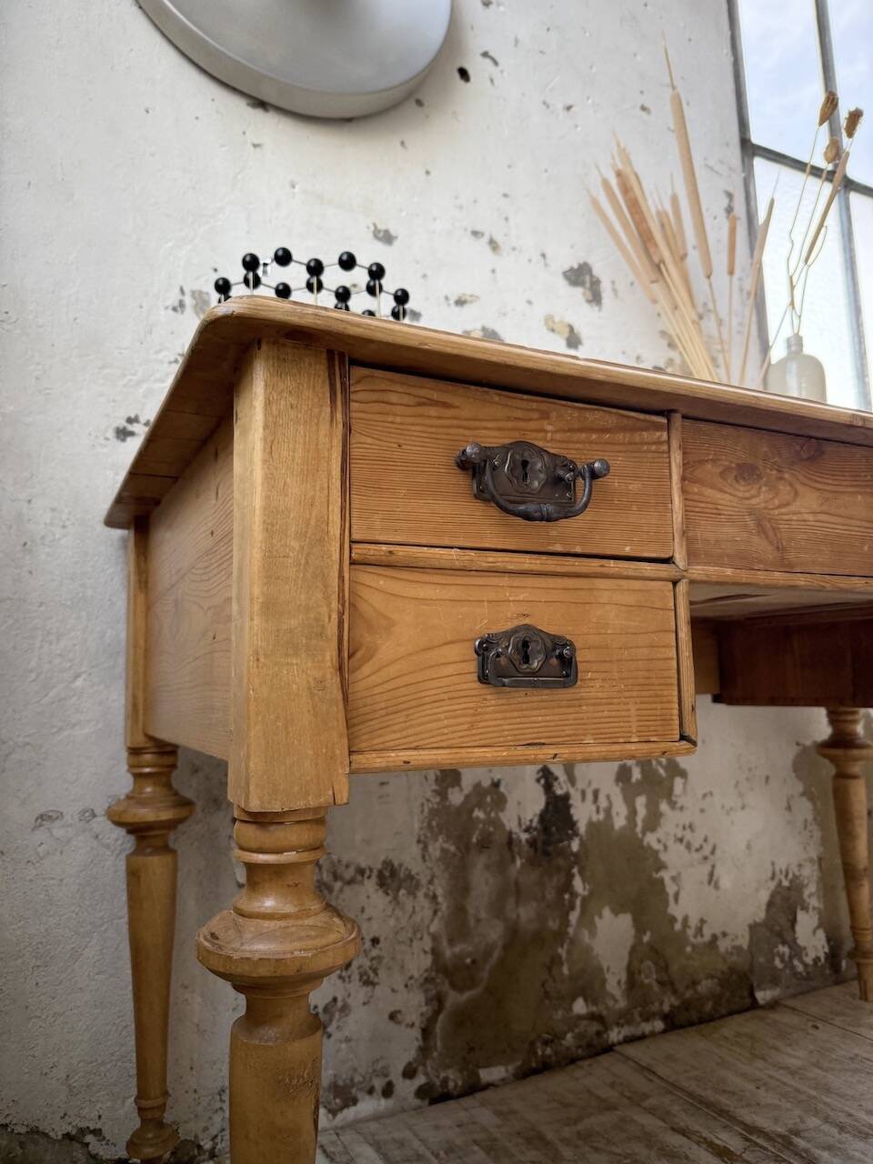 Blonde walnut desk and pine top 1900