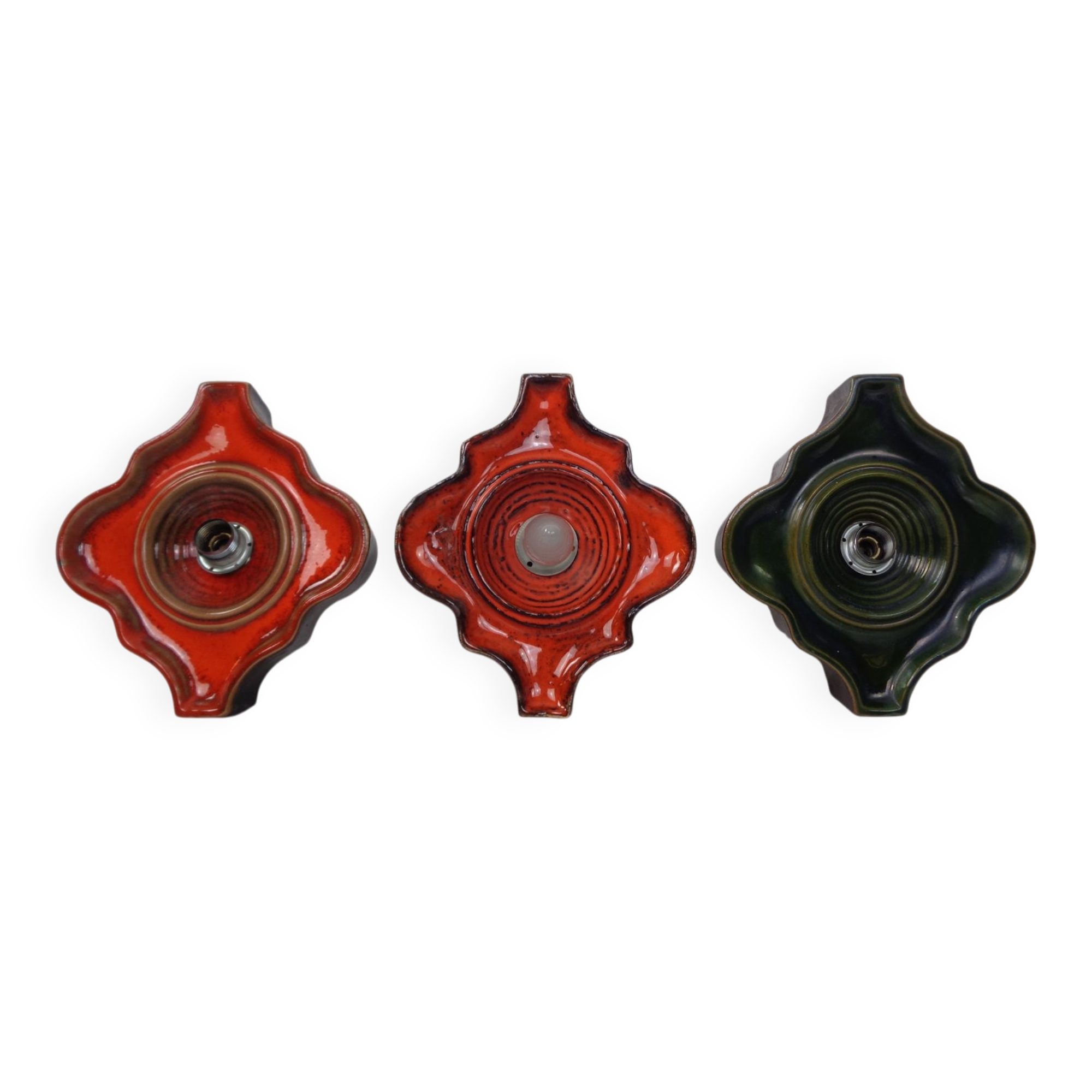 Pop Art German Ceramic Wall Lamps, 1970s, Set of 3