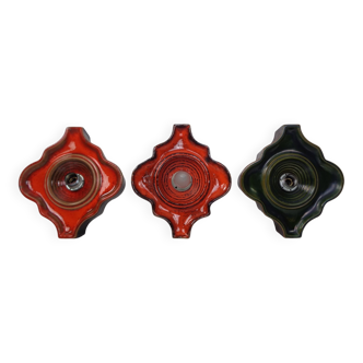 Pop Art German Ceramic Wall Lamps, 1970s, Set of 3