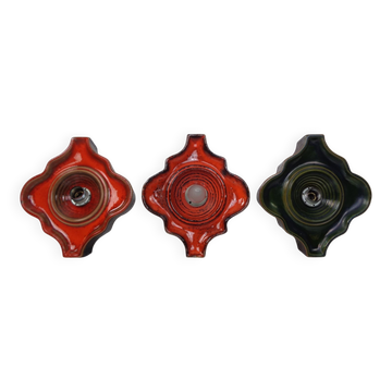 Pop Art German Ceramic Wall Lamps, 1970s, Set of 3