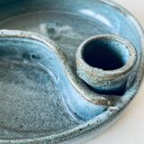 Candle holder and empty pocket or ceramic dish signed
