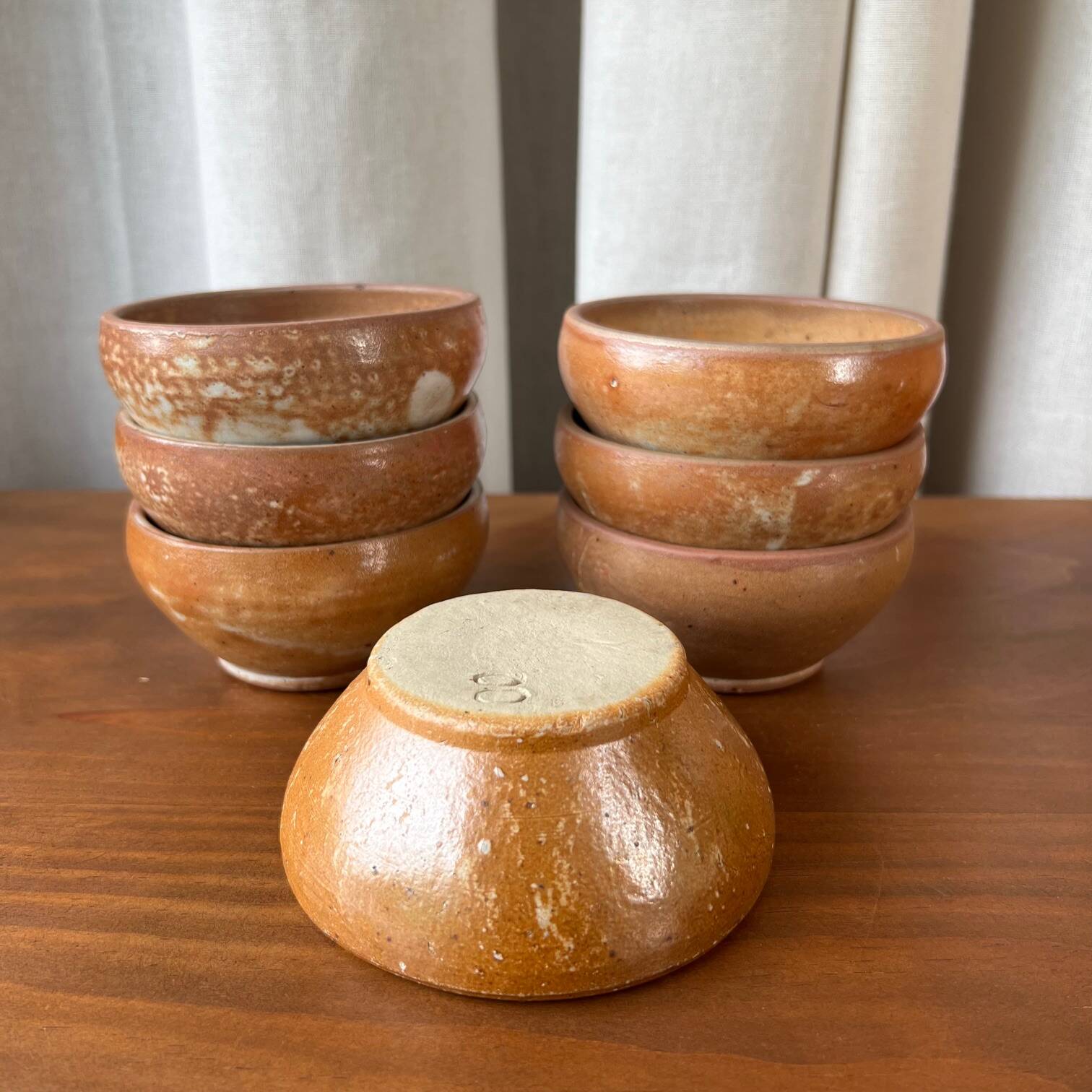 7 old stoneware bowls