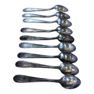 Nine small silver teaspoons