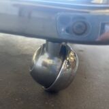 vintage chrome side table/bar cart with glass