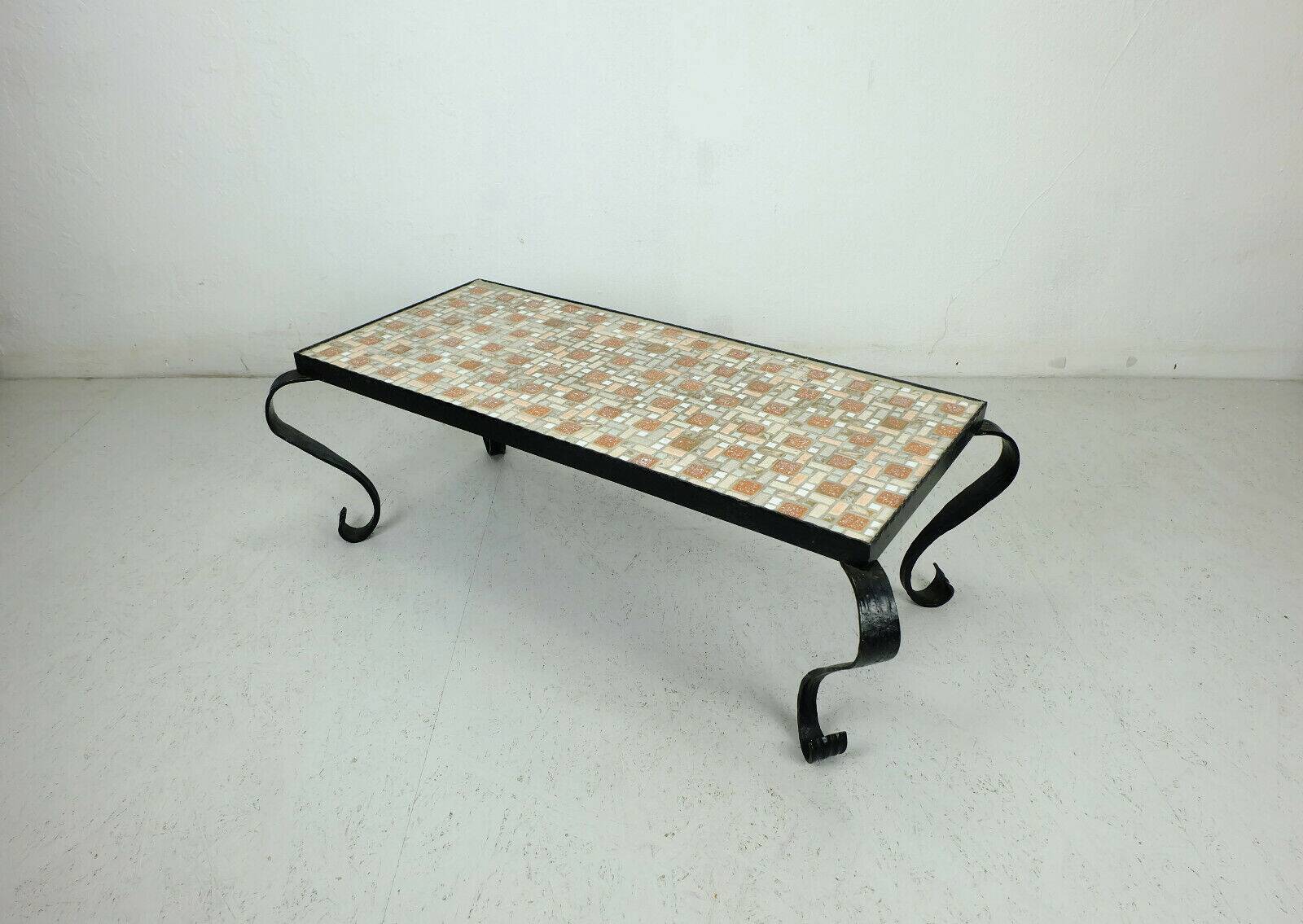 1960s side table mid century mosaic plant stand with wrought iron frame
