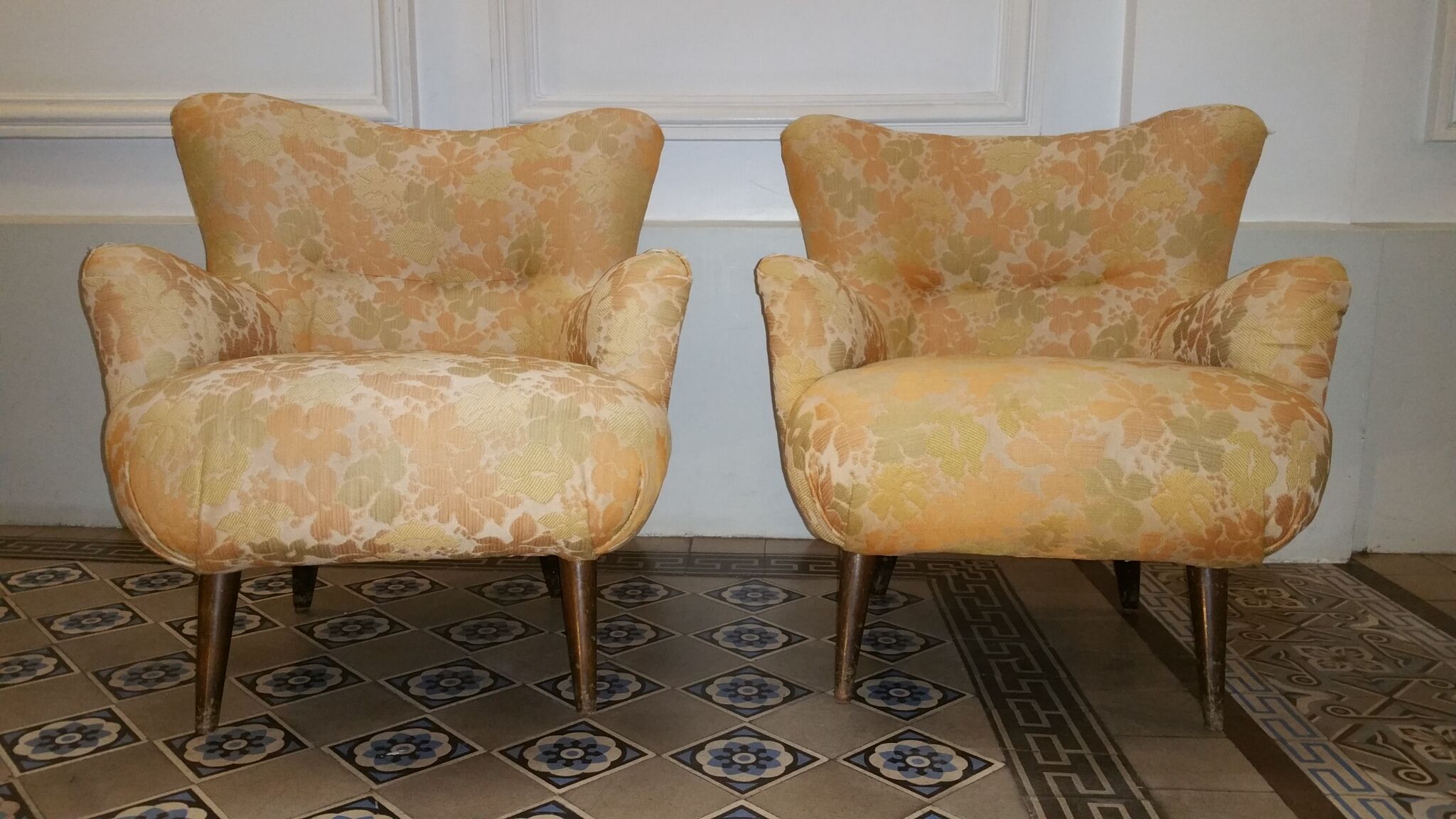 Pair of chairs design organic vintage 50s 60s