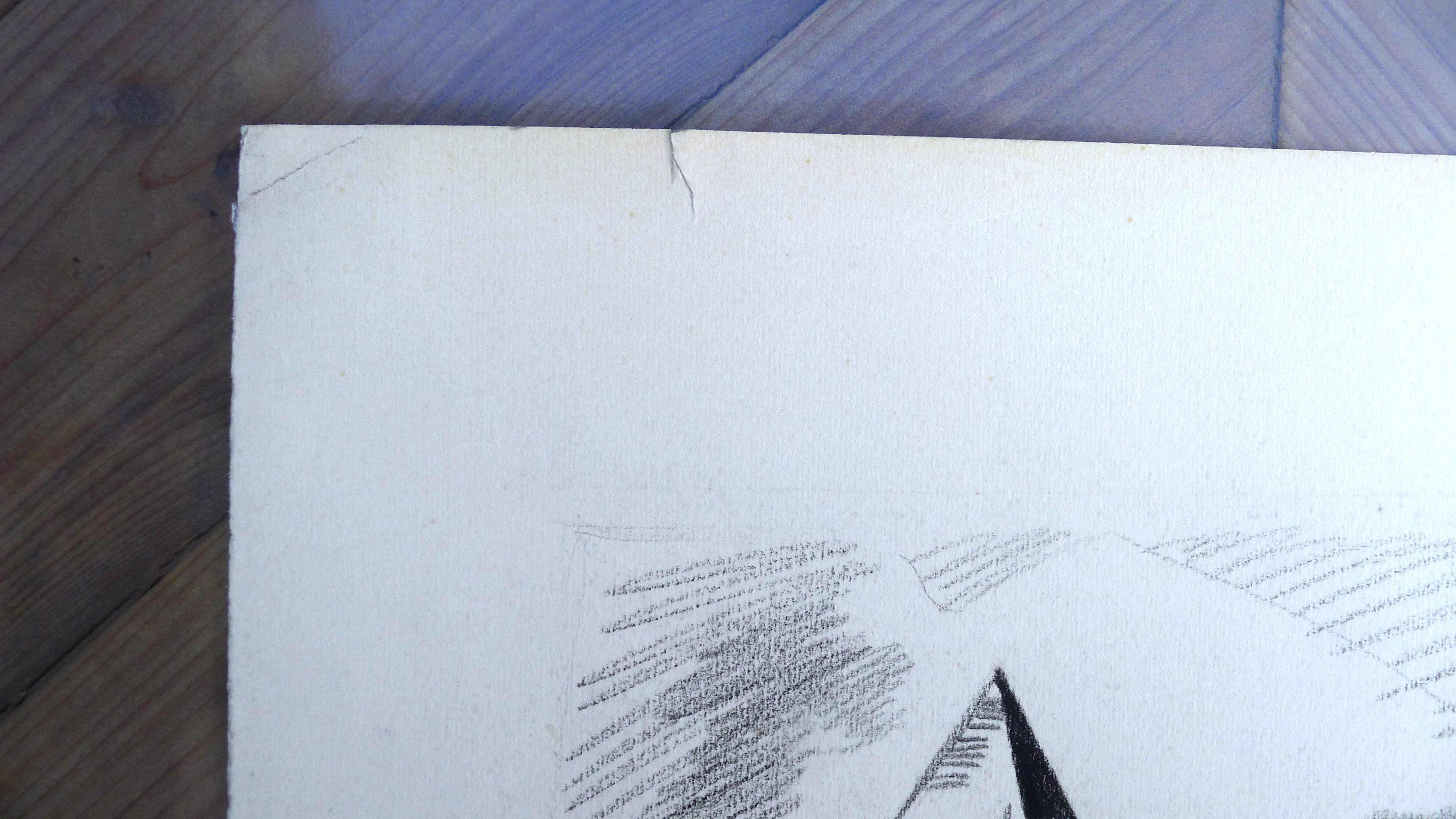 Uzerche, original black chalk drawing by Jean Villette (1913-2005)