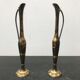Pair ancient vase soliflore - anse metal vintage golden decoration