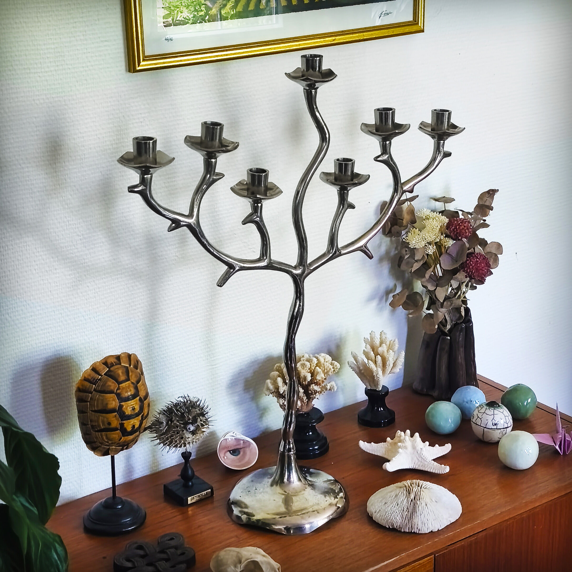 XXL Menorah, aluminium chandelier, 1970s