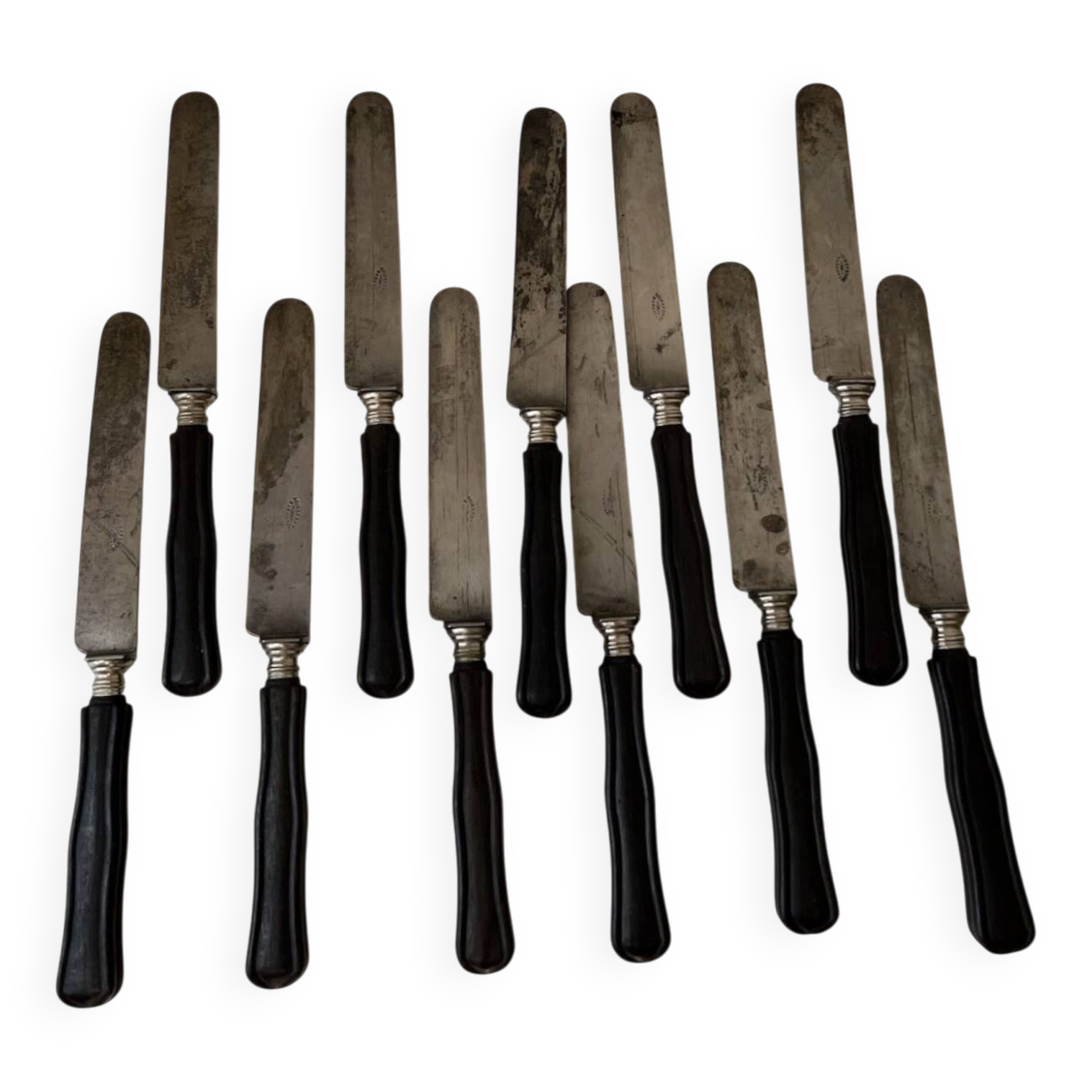 Set of 11 blackened wood table knives Napoleon III XIX