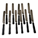 Set of 11 blackened wood table knives Napoleon III XIX