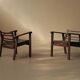 Pair of modernist armchairs in oak, Reconstruction, circa 1940