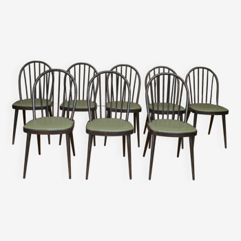 Vintage restaurant chairs in black lacquered beech 1970s